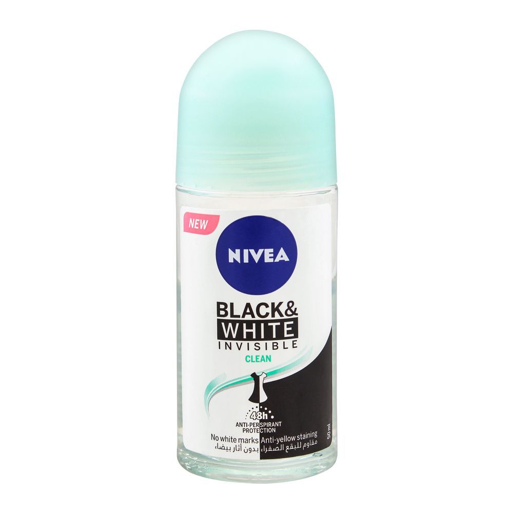 Nivea 48H Black & White Invisible Clean Anti-Perspirant Roll On | Deodorant | For Women