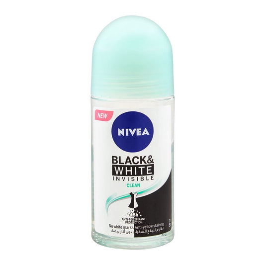 Nivea 48H Black & White Invisible Clean Anti-Perspirant Roll On | Deodorant | For Women