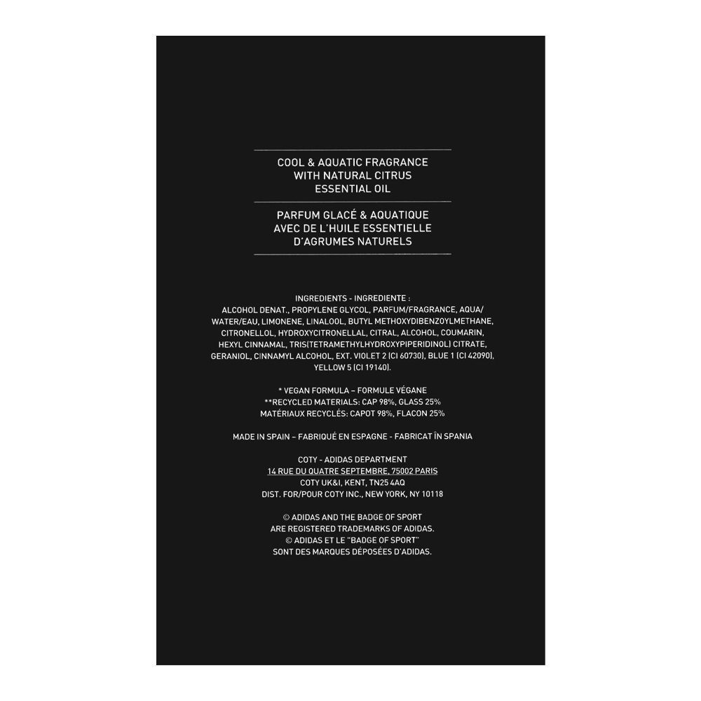 Adidas Ice Dive, Eau de Toilette, 100ml | Spain | Fragrance For Men