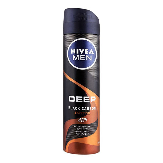 Nivea Men 48H Deep Black Carbon Espresso Anti-Perspirant Deodorant Body Spray| Germany | Dedorant for  Men.