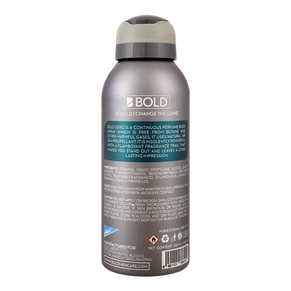 Bold Zero Zeal Continuous Perfume Body Spray| Deodorant | For Men.