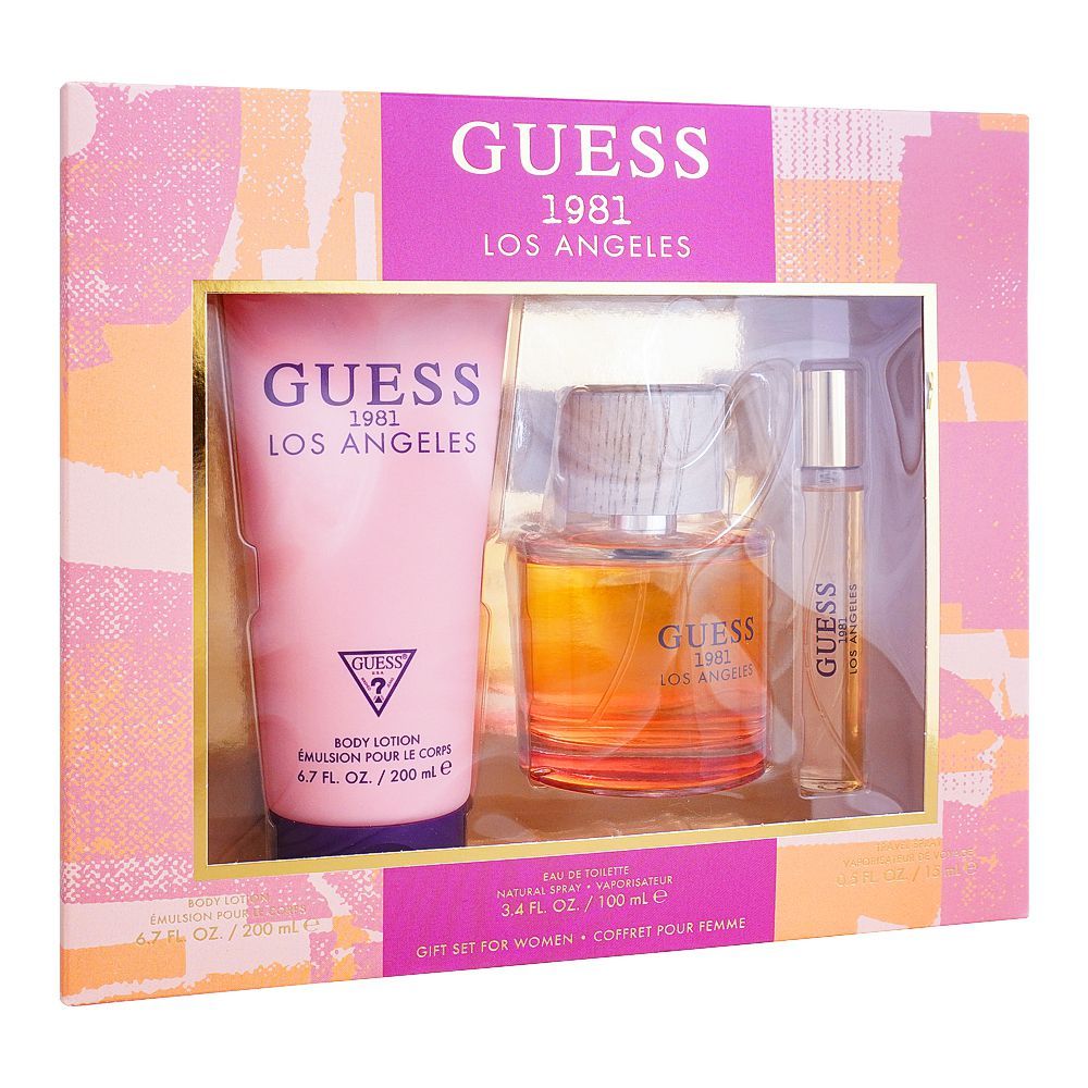 Guess 1981 Los Angeles Set Gift Set for Women, Eau De Toilette 100ml + Body Lotion 200ml + Travel Spray 15ml | United States |  Fragrance For Women