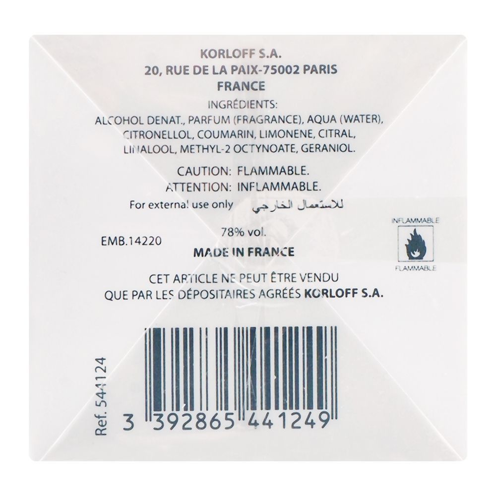 Korloff In White Eau De Toilette, 88ml | France | Fragrance For Men