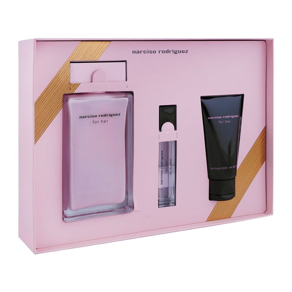 Narciso Rodriguez For Her Set Eau De Parfum 100ml + Eau De Parfum 10ml + Body Lotion, 50ml | France | Fragrance For Women