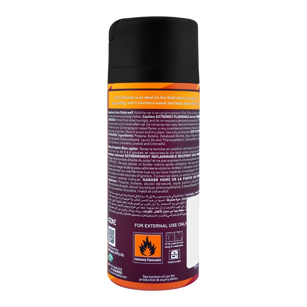 Krone Xtreme Energize Long Lasting Body Spray|  France| DEDORANTS FOR MEN