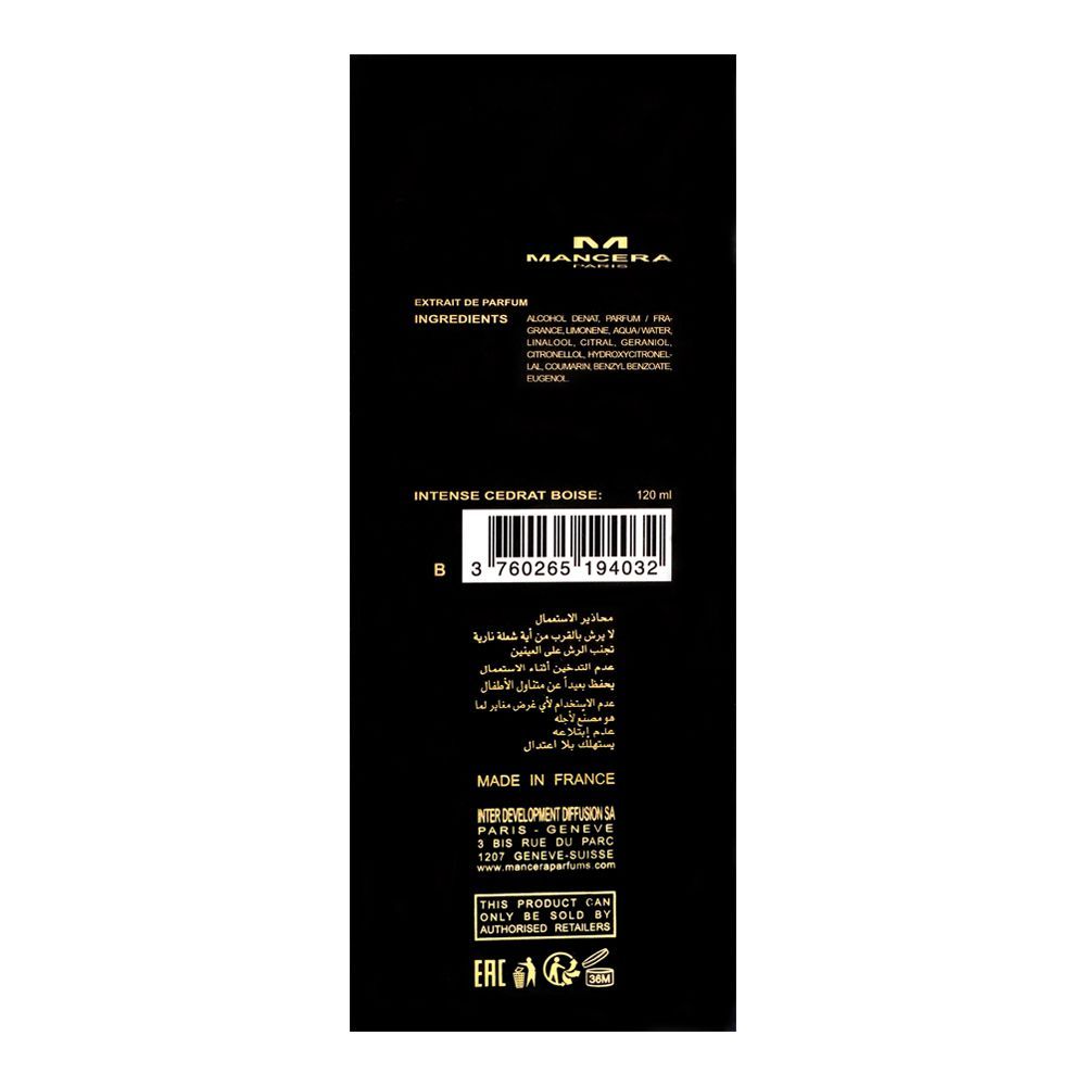 Mancera Intense Cedrat Boise Eau De Parfum, 120ml | France | Fragrance For Men