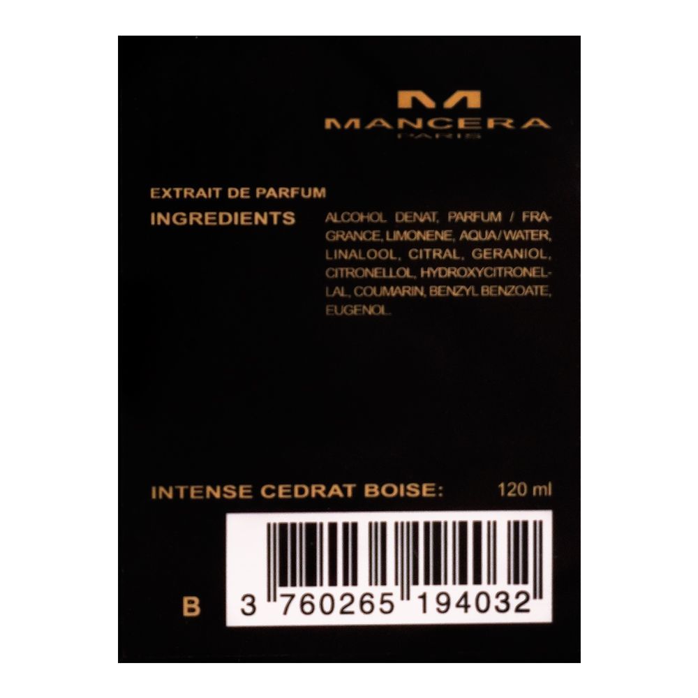 Mancera Intense Cedrat Boise Eau De Parfum, 120ml | France | Fragrance For Men