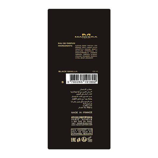 Mancera Black Vanilla Eau De Parfum, 120ml | France | For Men & Women