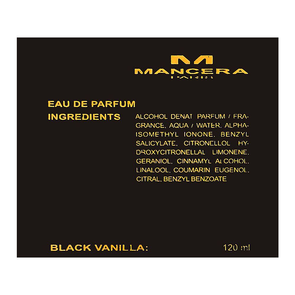 Mancera Black Vanilla Eau De Parfum, 120ml | France | For Men & Women