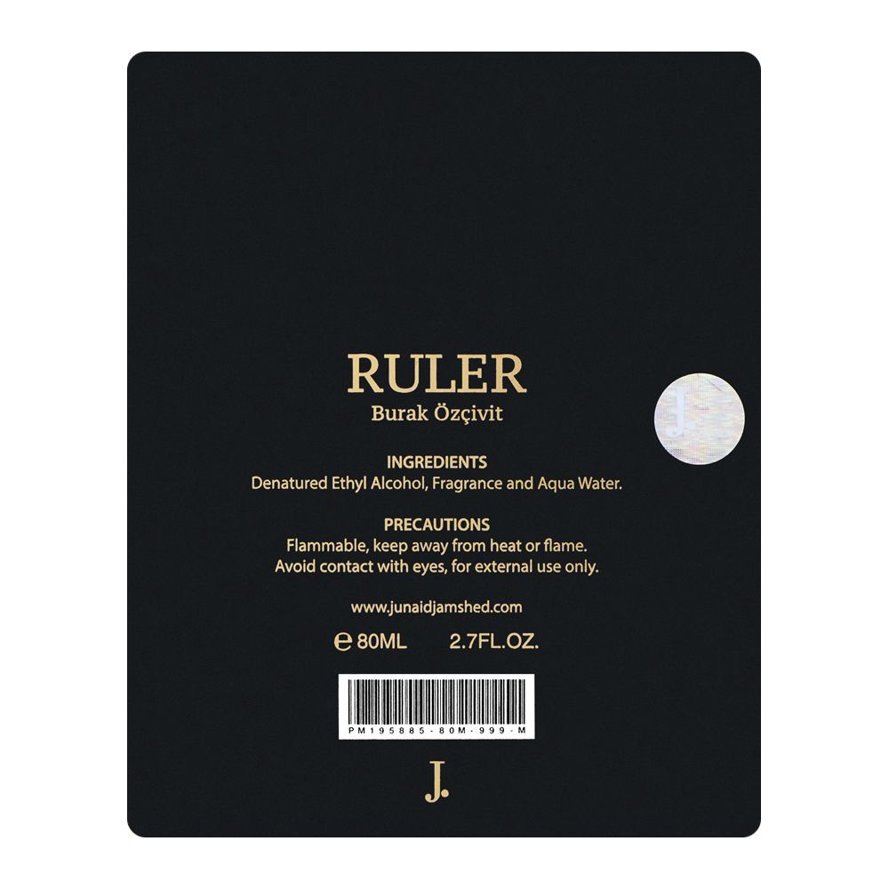 Junaid Jamshed J. Ruler Burak Ozcivit Eau De Parfum, 80ml | Nationwide | Fragrance For Men