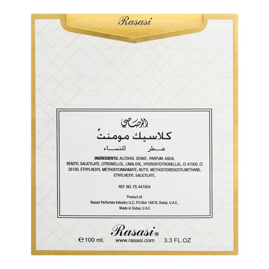 Rasasi Classic Moment Eau De Parfum, 100ml | United Arab Emirates | For Women