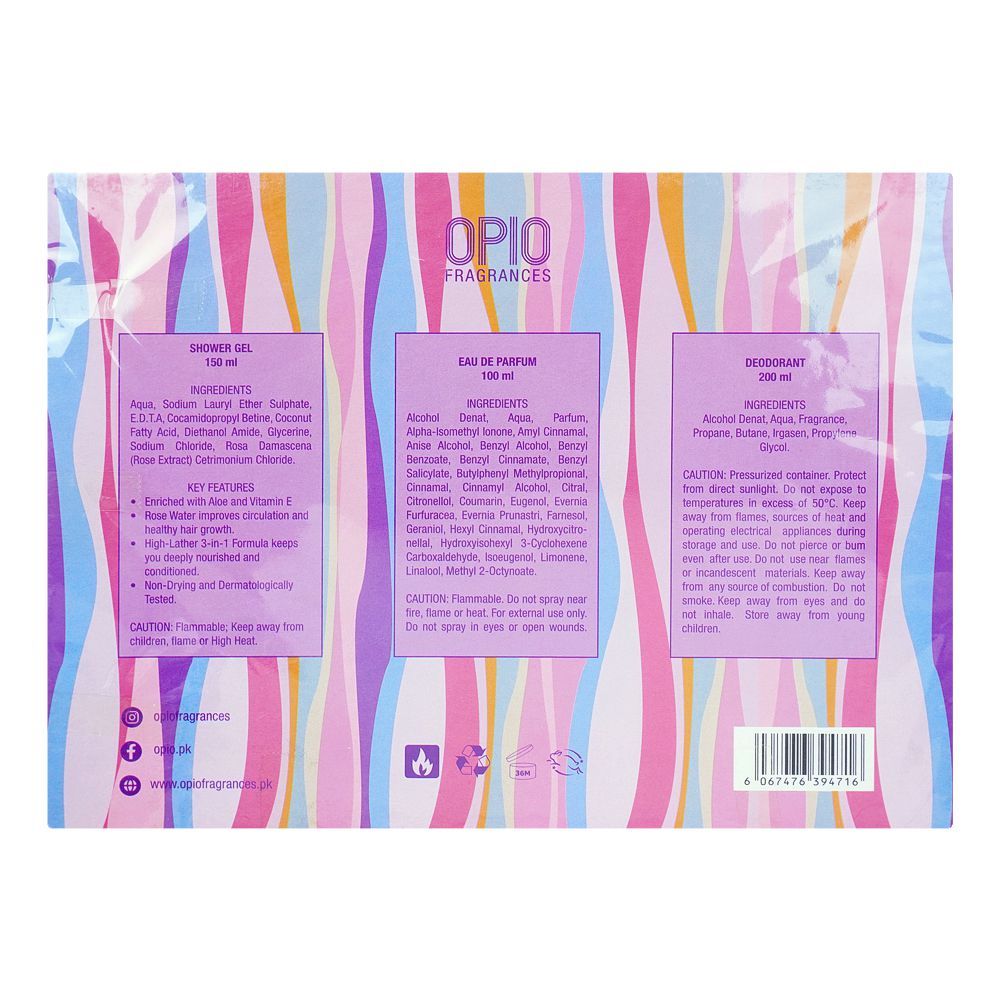 Opio Incense Set, Eau De Parfum 100ml + Shower Gel 150ml + Deodorant 200ml | For Women