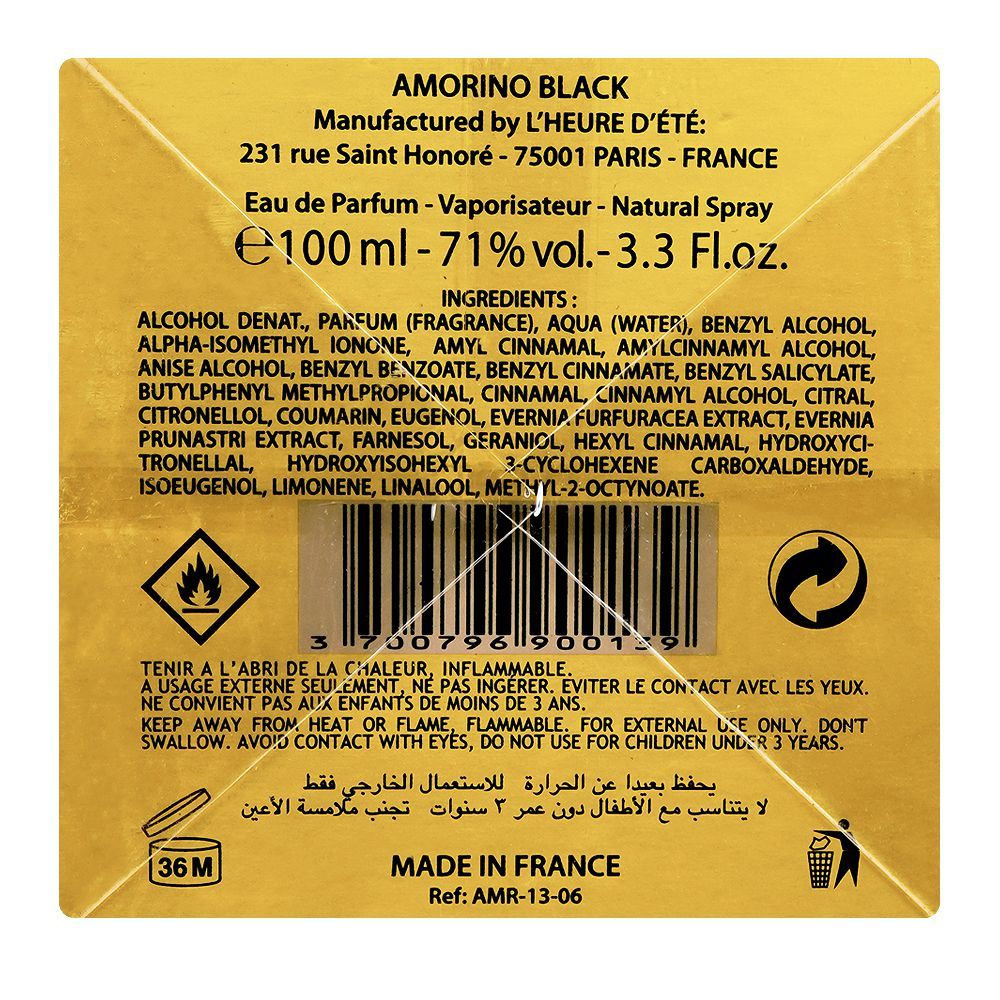 Amorino Black Secret, Eau de Parfum, 100ml | France | Fragrance For Men & Women