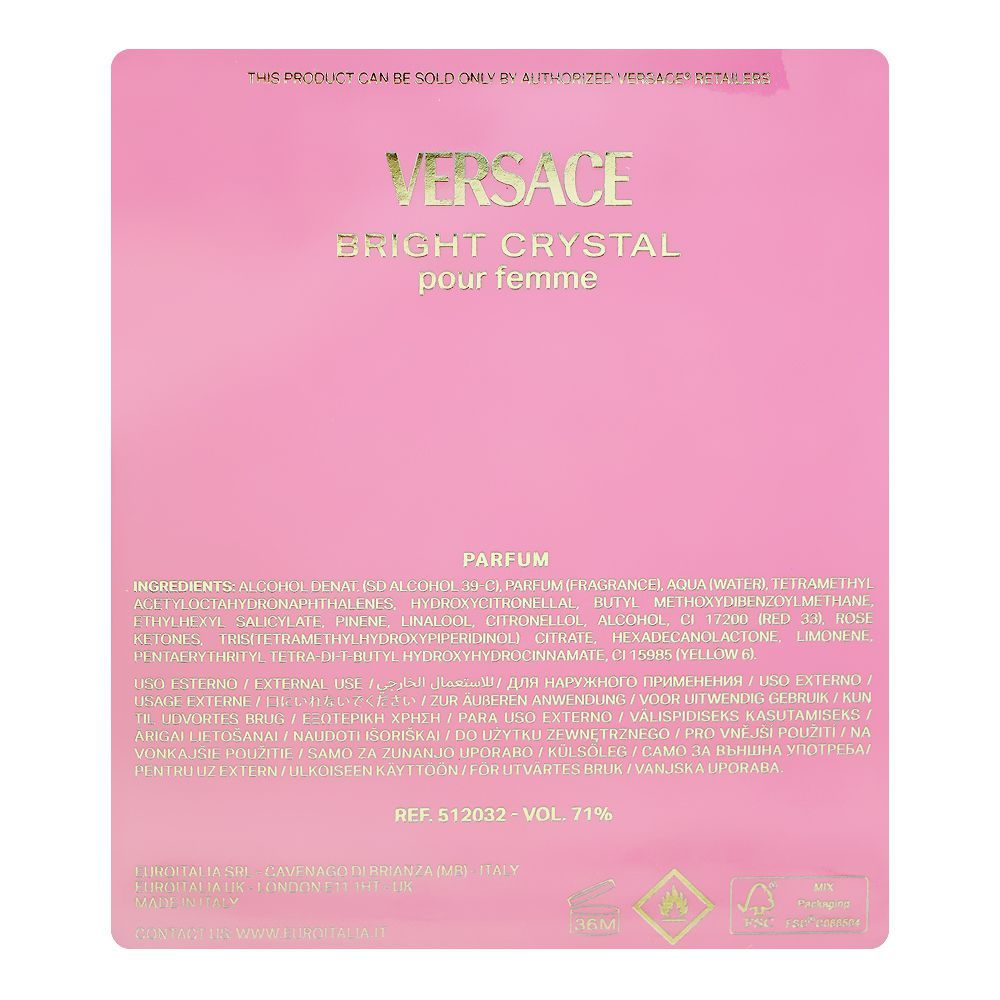 Versace Bright Crystal Parfum, 90ml | Italy | Fragrance For Women