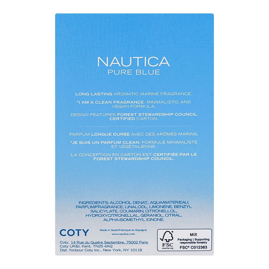 Nautica Pure Blue, Eau de Toilette, 100ml | Spain | Fragrance For Men & Women
