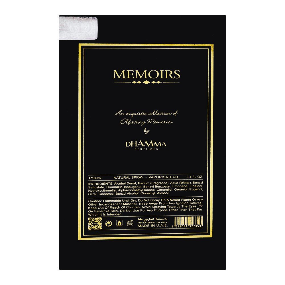 Dhamma Memoirs Oud Journey Parfum, 100ml | United Arab Emirates | Fragrance For Men & Women