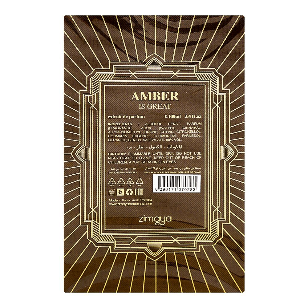 Zimaya Amber Is Great, Eau De Parfum, 100ml | United Arab Emirates | Fragrance For Men & Women