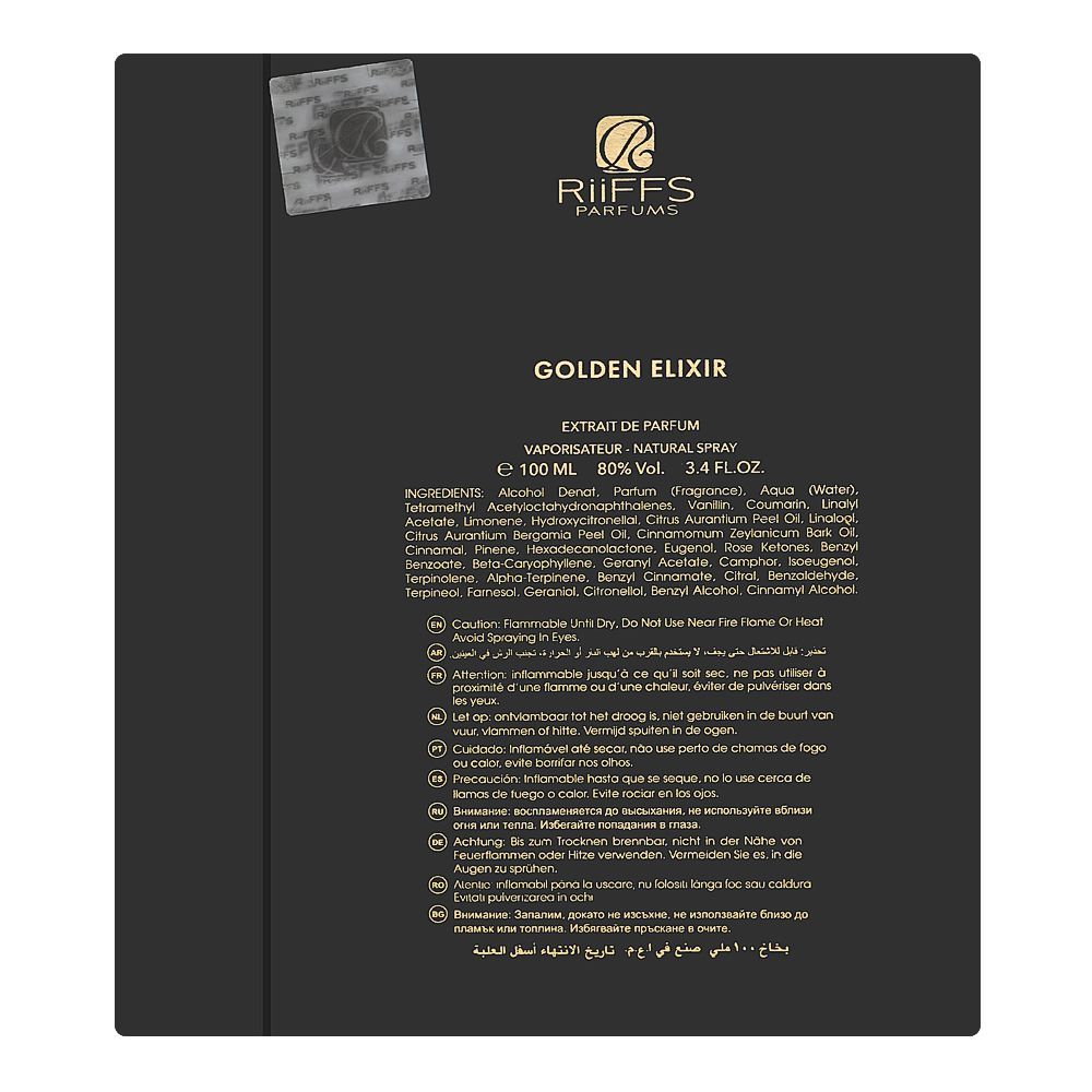 Riiffs Golden Elixir, Eau De Parfum, 100ml | United Arab Emirates | Fragrance For Men & Women