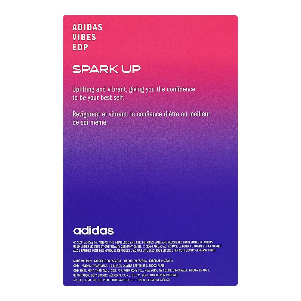 Adidas Vibes Spark Up, Eau de Parfum, 100ml | Spain | Fragrance For Men & Women