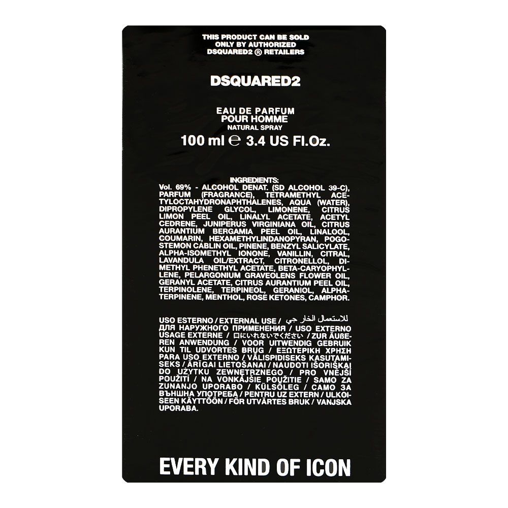 Dsquared2 Icon Pour Homme, Eau De Parfum, 100ml | Italy | Fragrance For Men