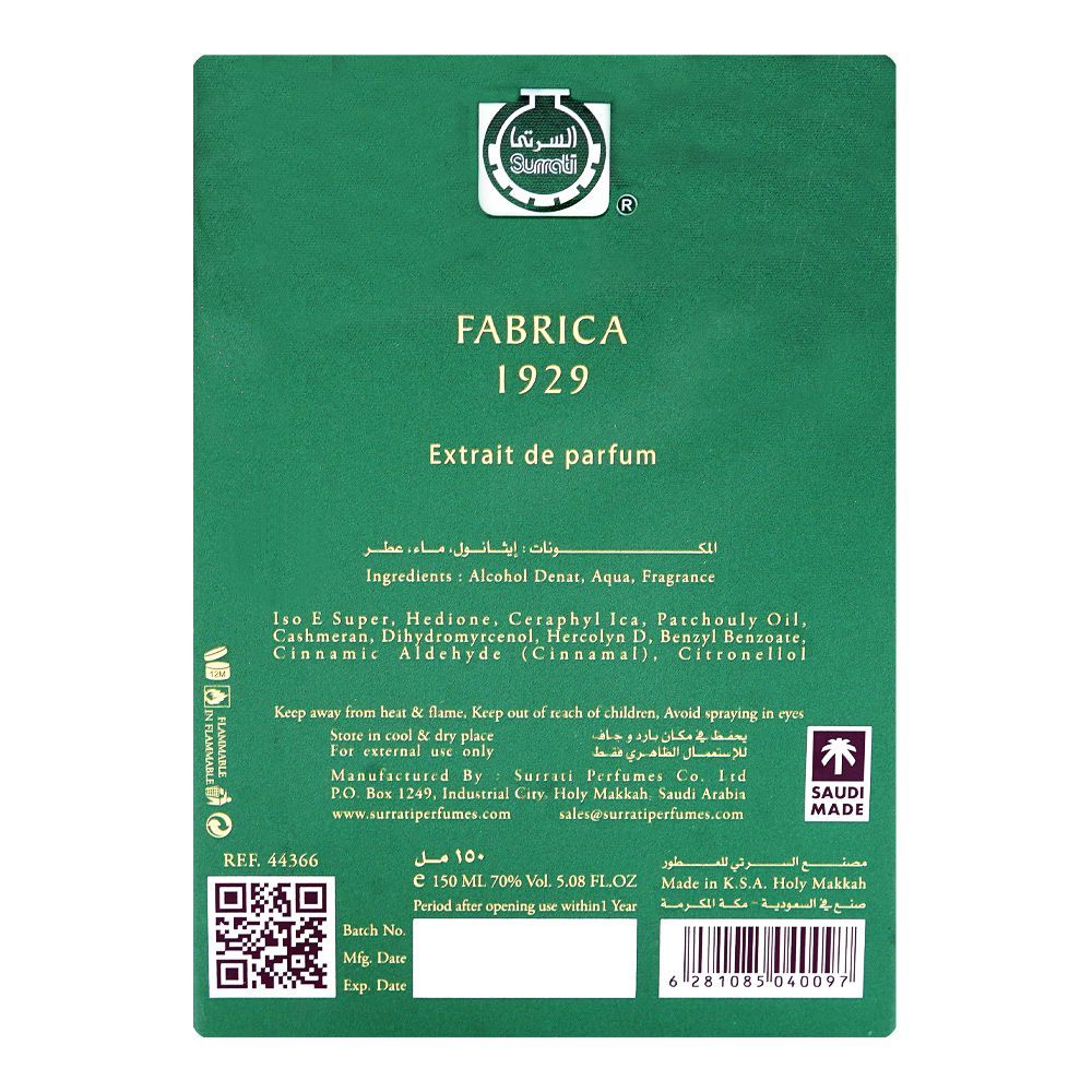 Surrati Fabrica 1929, Extrait De Parfum, 150ml | United Arab Emirates | Fragrance For Men & Women