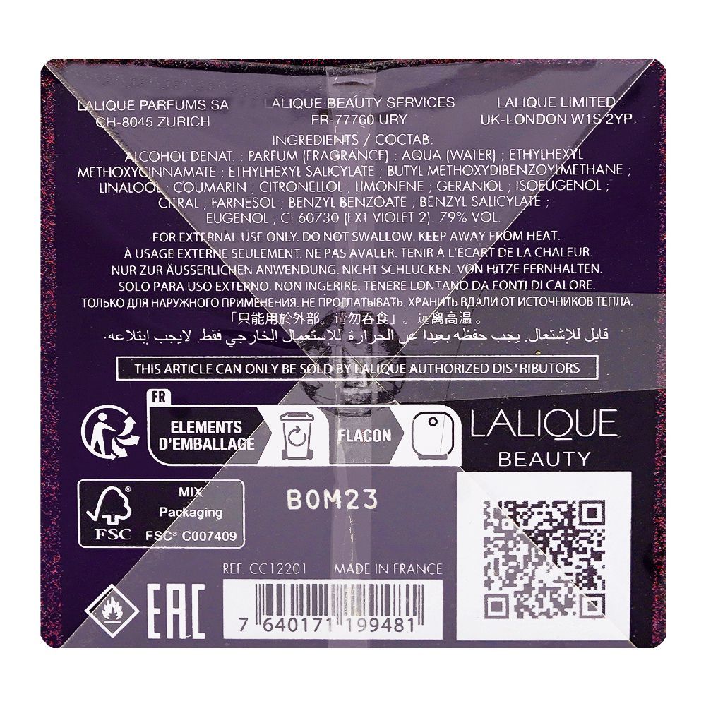 Lalique Amethyst Exquise, Eau De Parfum, 100ml | France | Fragrance For Women