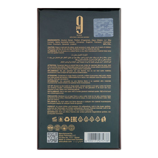 Afnan 9PM Elixir Intense Parfum, 100ml | United Arab Emirates | Fragrance For Men & Women