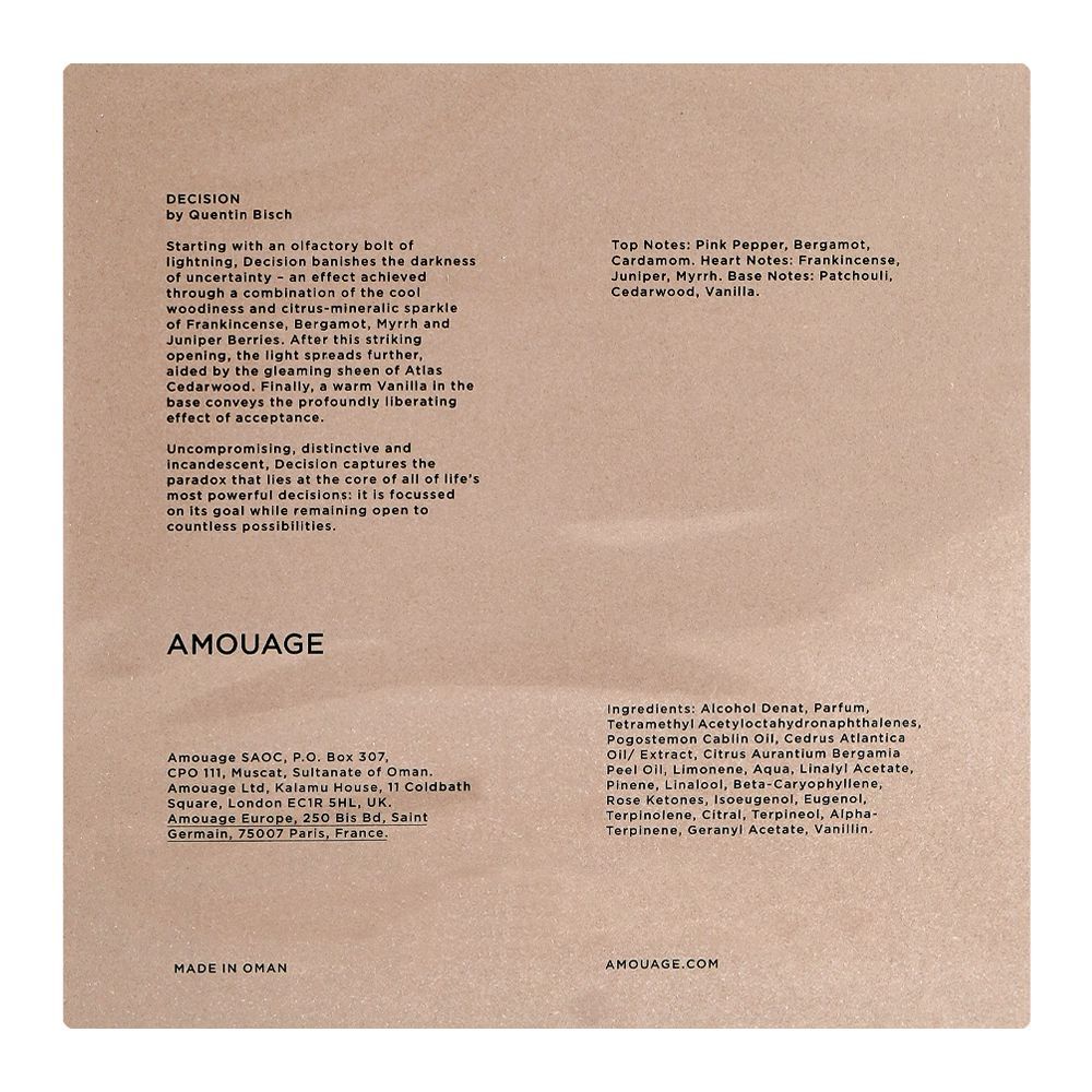 Amouage Decision, Eau De Parfum, 100ml | Oman | Fragrance For Men & Women