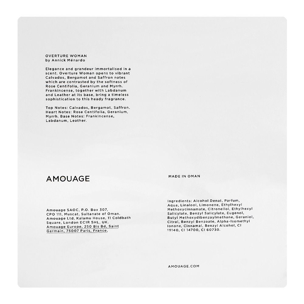 Amouage Overture Woman, Eau De Parfum, 100ml | Oman | Fragrance For Men & Women