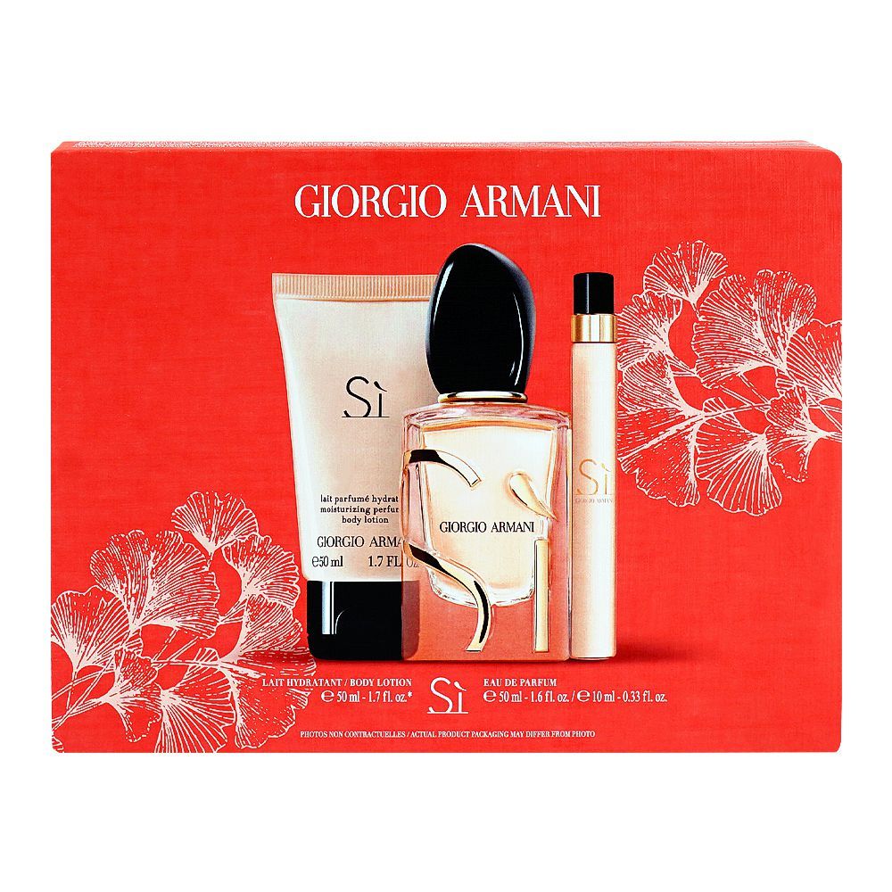 Giorgio Armani SI Set, Eau De Parfum, 50ml + Eau De Parfum 10ml + Body Lotion 50ml | France | Fragrance For Women