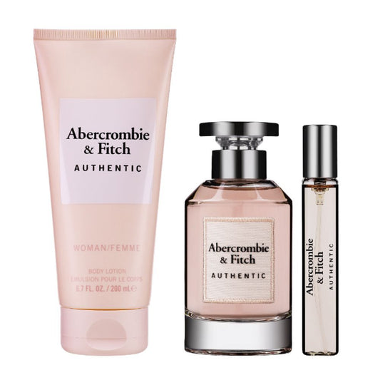 Abercrombie & Fitch Authentic Women Set, Eau De Parfum 100ml + Eau De Parfum 15ml + Body Lotion 200ml | United States | For Women