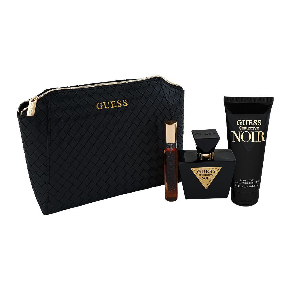 Guess Seductive Noir Women Set, Eau De Toilette 75ml + Eau De Toilette 15ml + Body Lotion 100ml + Pouch | United States | Fragrance For Women