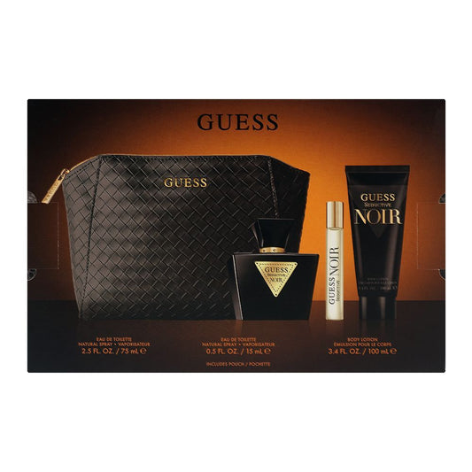 Guess Seductive Noir Women Set, Eau De Toilette 75ml + Eau De Toilette 15ml + Body Lotion 100ml + Pouch | United States | Fragrance For Women