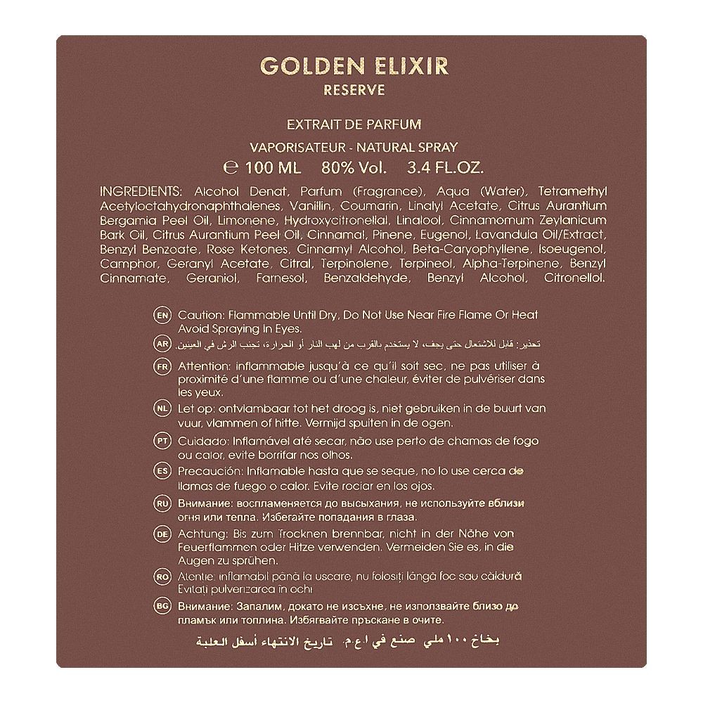 Riiffs Golden Elixer Reserve, Eau De Parfum, 100ml | United Arab Emirates | Fragrance For Women