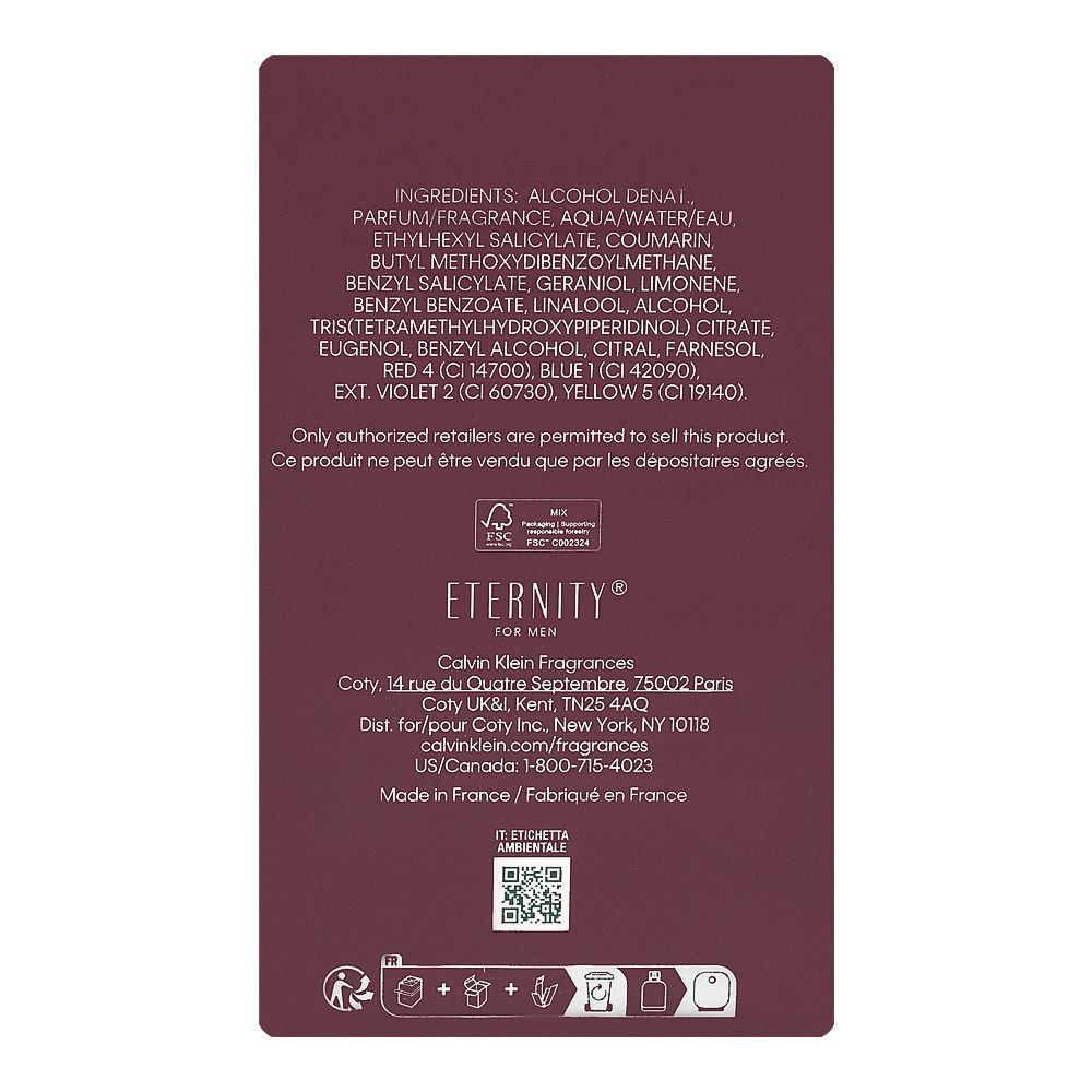 Calvin Klein Eternity For Men Amber Essence Intense Parfum, 100ml | France | Fragrance For Men