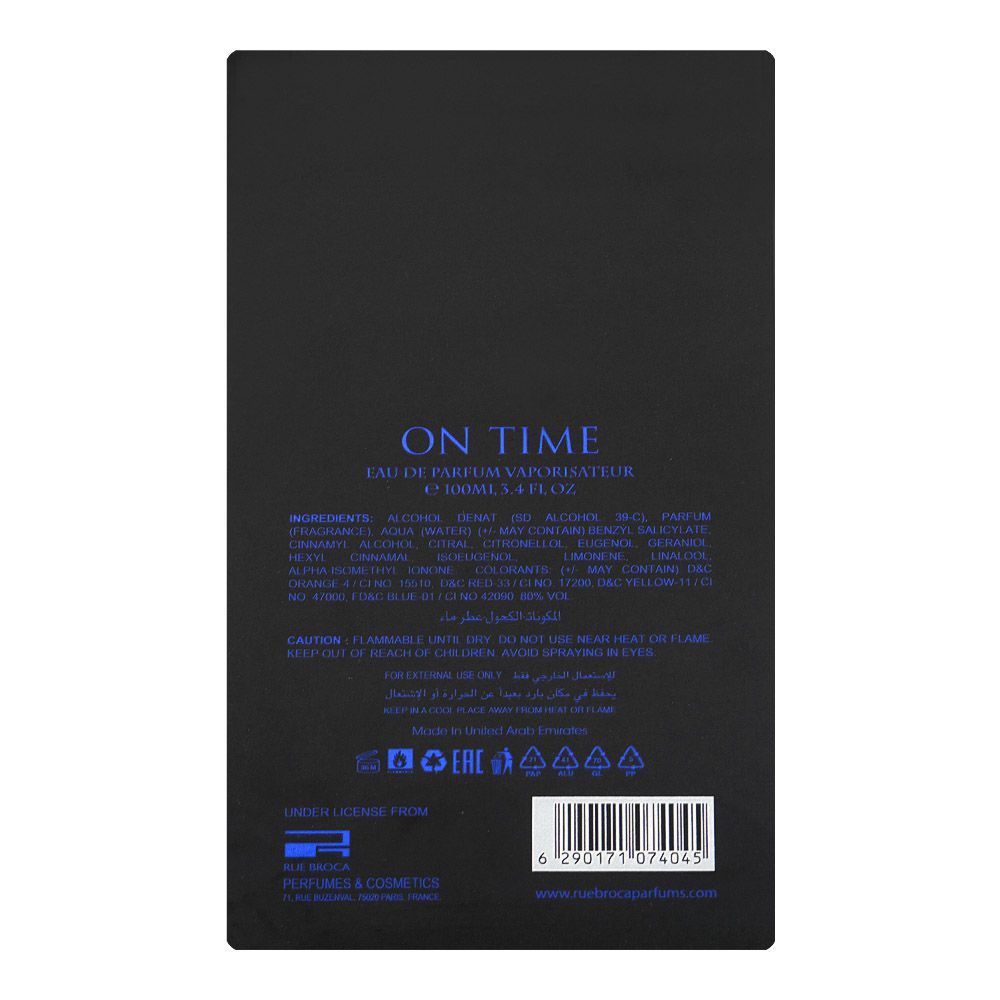 Rue Broca On Time Blue, Eau De Parfum, 100ml | United Arab Emirates | Fragrance For Men