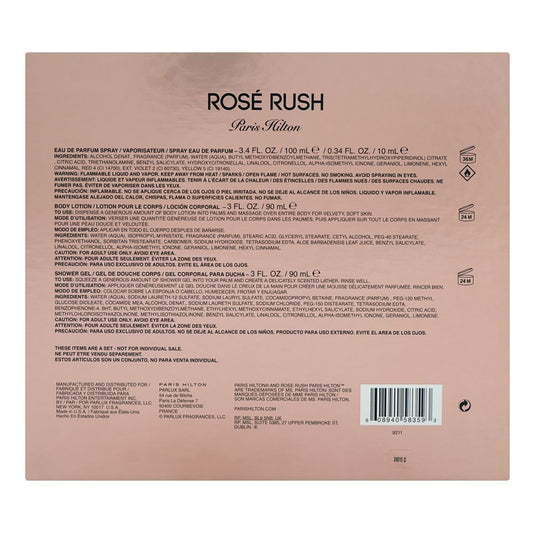 Paris Hilton Rose Rush Set, For Women, Eau De Parfum 100ml + Body Lotion 90ml + Shower Gel 90ml | United States | Fragrance For Women
