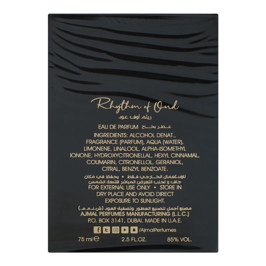 Ajmal Rhythm Of Oud, Eau De Parfum, 75ml | United Arab Emirates | Fragrance For Men & Women
