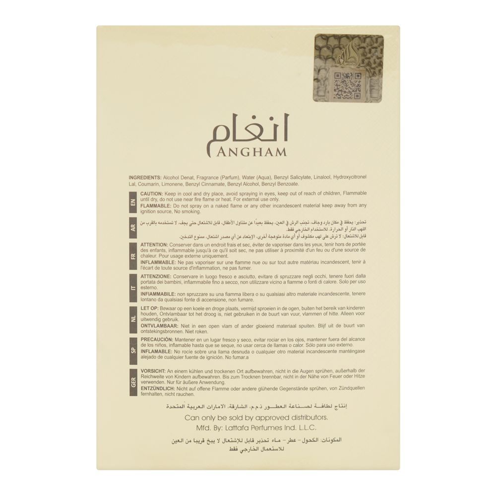 Lattafa Angham, Eau De Parfum, 100ml | United Arab Emirates | Fragrance For Men & Women