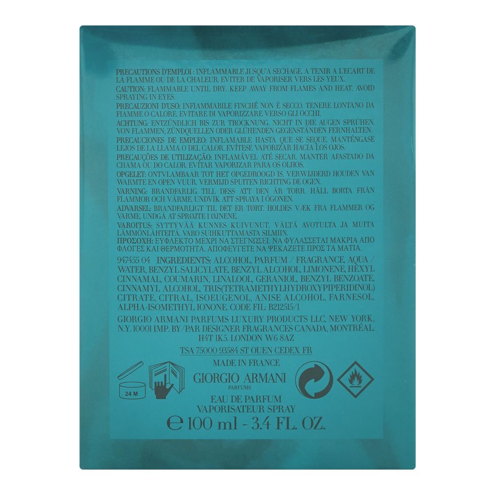 Giorgio Armani Prive Bleu Turquoise, Eau De Parfum, 100ml | France | Fragrance For Men & Women
