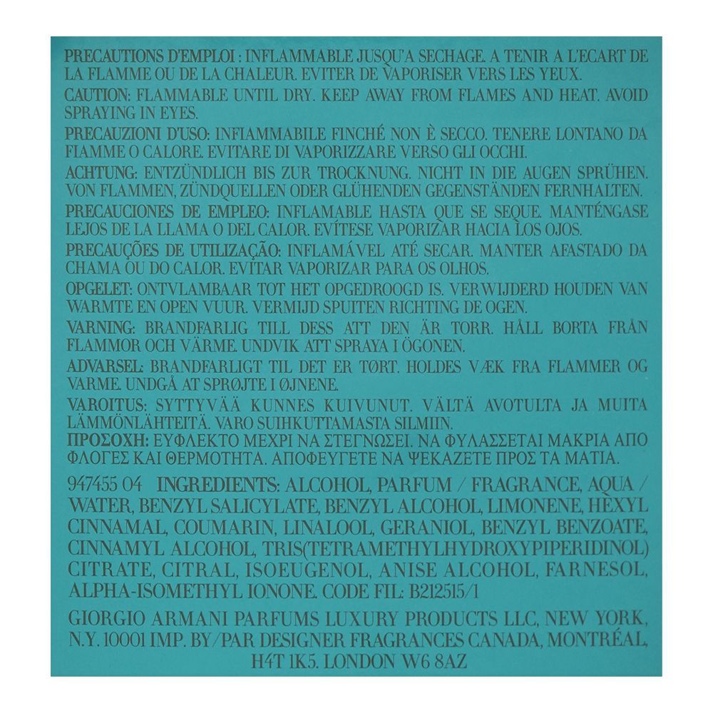 Giorgio Armani Prive Bleu Turquoise, Eau De Parfum, 100ml | France | Fragrance For Men & Women