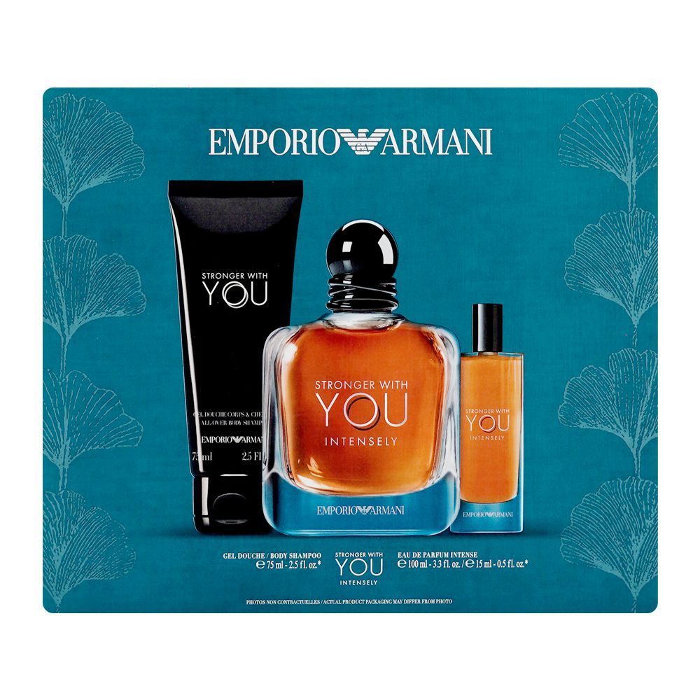 Giorgio Armani Emporio Armani Stronger With You Set For Men, Eau De Parfum 100ml + Eau De Parfum 15ml + Body Shampoo 75ml | France | Fragrance For Men