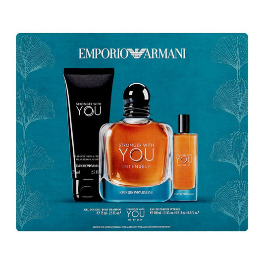 Giorgio Armani Emporio Armani Stronger With You Set For Men, Eau De Parfum 100ml + Eau De Parfum 15ml + Body Shampoo 75ml | France | Fragrance For Men