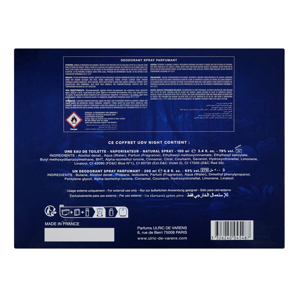 UDV Night Set For Men, Eau De Toilette 100ml + Deodorant 200ml | Paris | Fragrance For Men