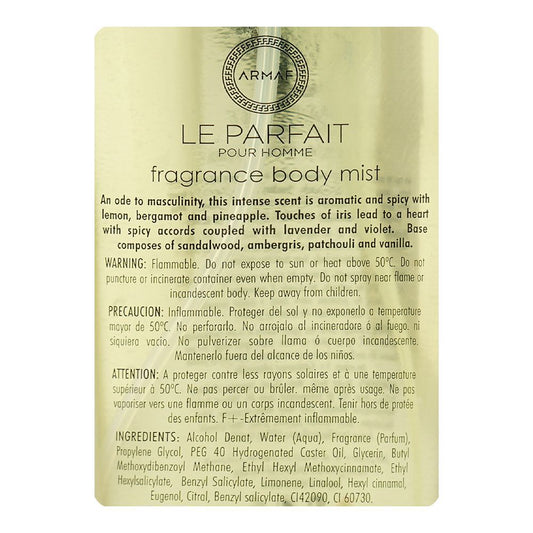 Armaf Le Parafait Pour Homme Fragrance Body Mist, 250ml | United Arab Emirates | Fragrance For Men