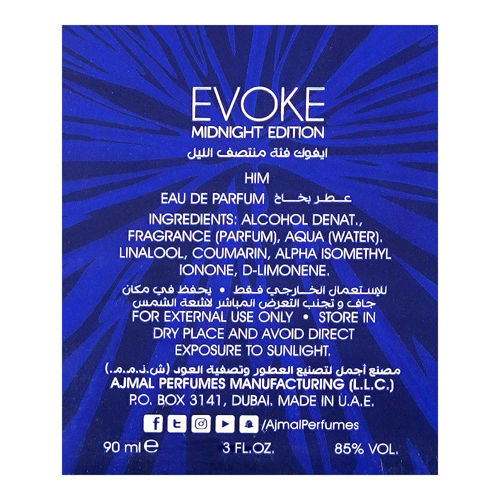 Ajmal Evoke Midnight Edition, Eau De Parfum, 90ml | United Arab Emirates | Fragrance For Men