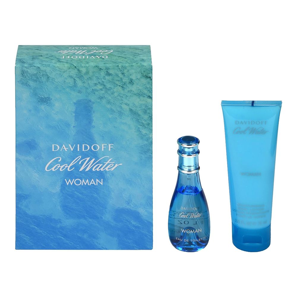 Davidoff Cool Water Gift Set, For Women, EDT Spray 30ml + Body Lotion 75ml | France | Fragrance For Women