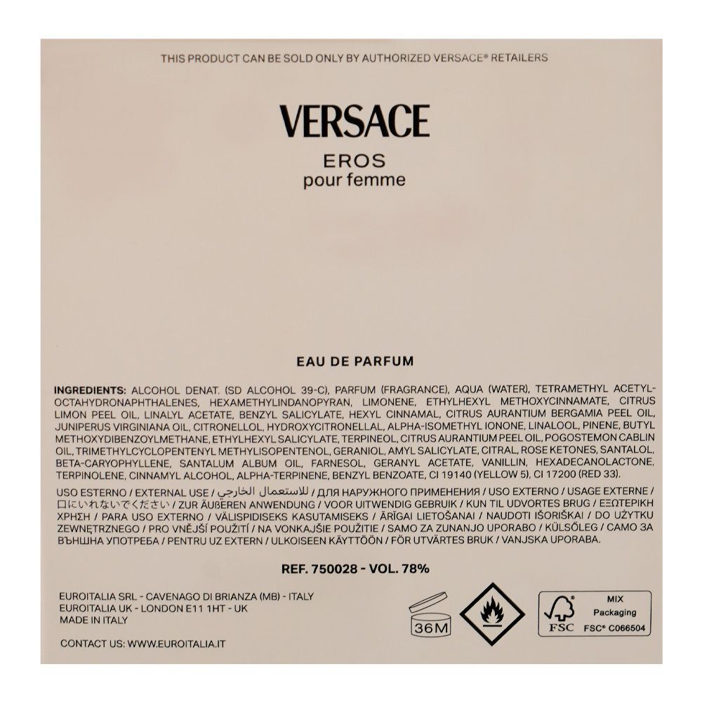 Versace Eros Pour Femme, Eau De Parfum, 30ml | Italy | Fragrance For Women