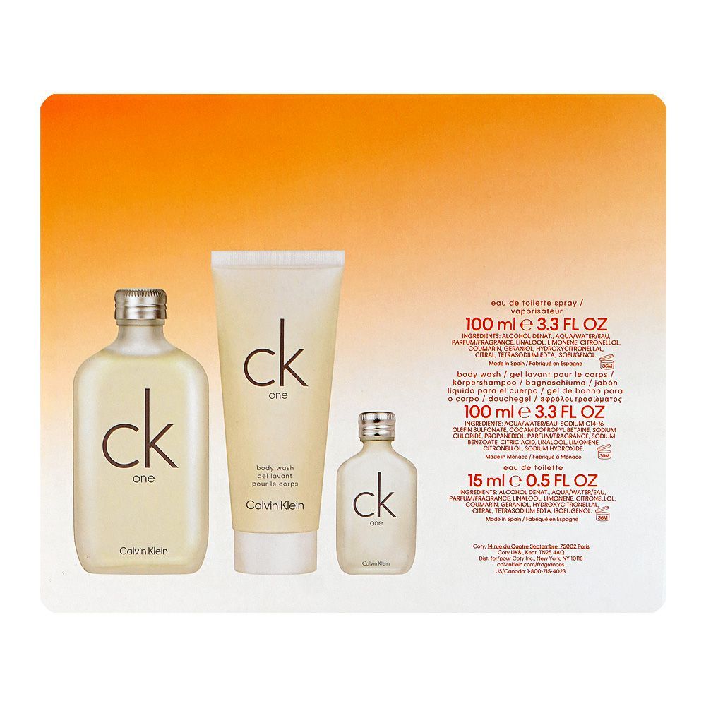 Calvin Klein Ck One Gift Set, For Men & Women, EDT 100ml + Body Wash 100ml + EDT 15ml | Spain | Fragrance For Men & Women