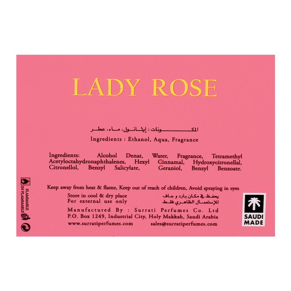 Surrati Lady Rose, Eau De Parfum, 100ml | Saudi Arabia | Fragrance For Women